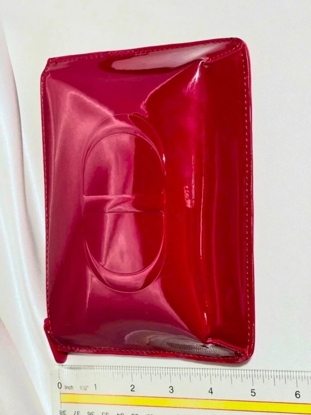 DIOR RED Glossy Patent Leather Like Cosmetic Makeup Bag Pouch Case New Authentic